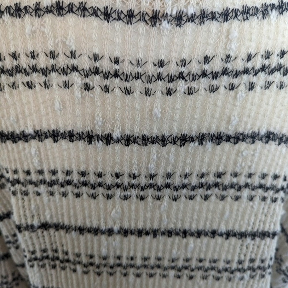Altar'd State Pullover Small White Black Striped Knit V Neck Tie Front Sweater - Picture 6 of 8